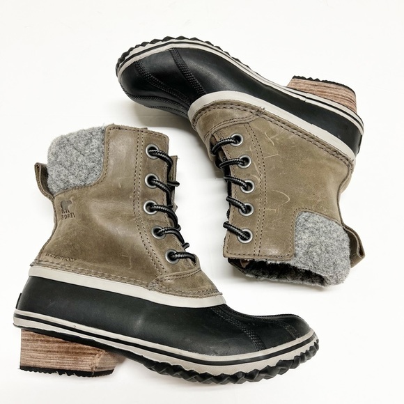 Sorel Womens Quarry Tan Waterproof Leather Slimpack II Lace Up Duck Boot Sz 6 - Picture 2 of 10